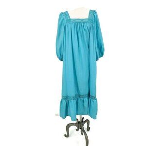 Vintage Tabby of California Mumu Caftan Womens 16.5 Aqua Blue Dress